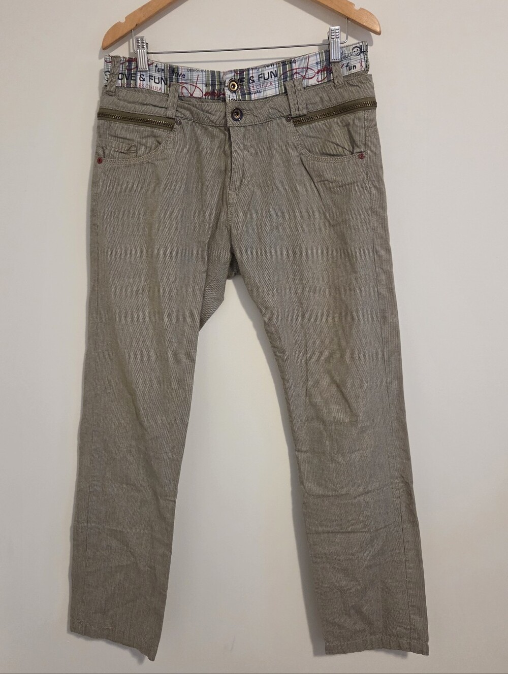 Desigual Brown Houndstooth Casual Trouser Pants